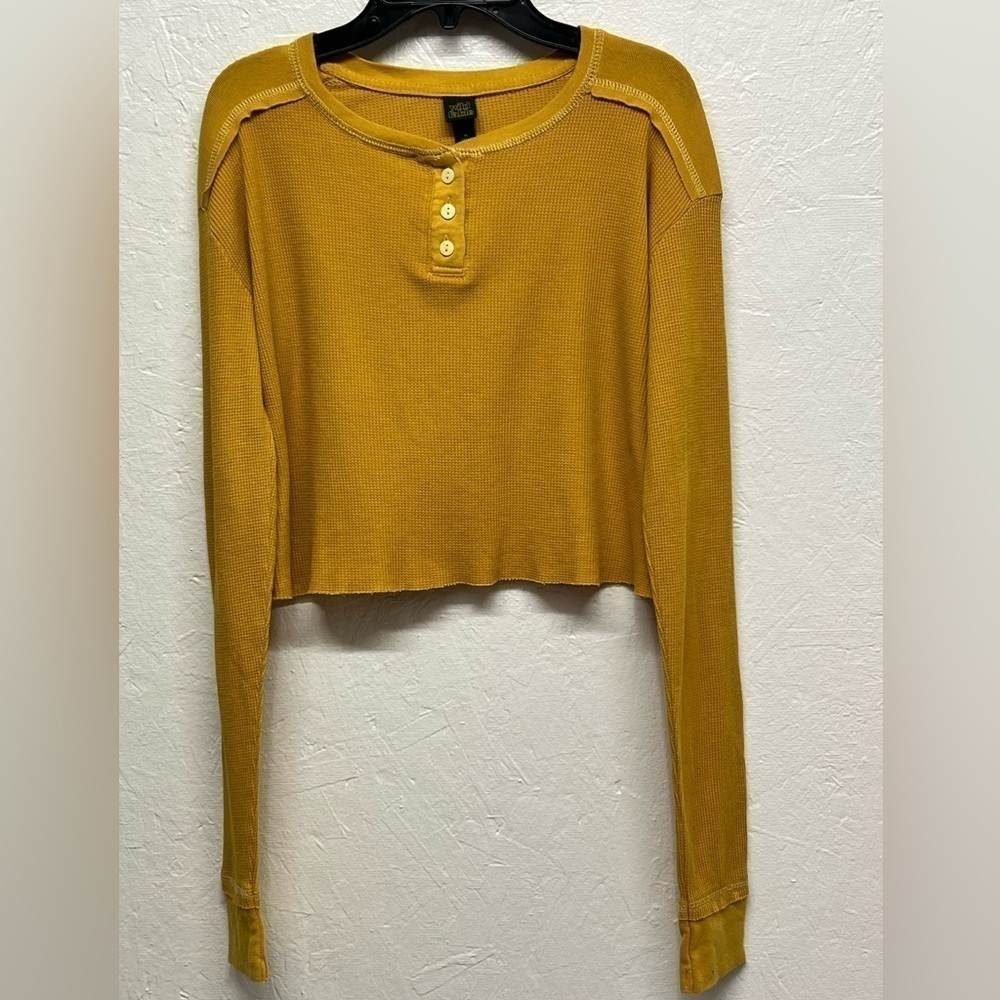 Wild fable women's boxy long sleeve 
Waffle henley t-Shirt
